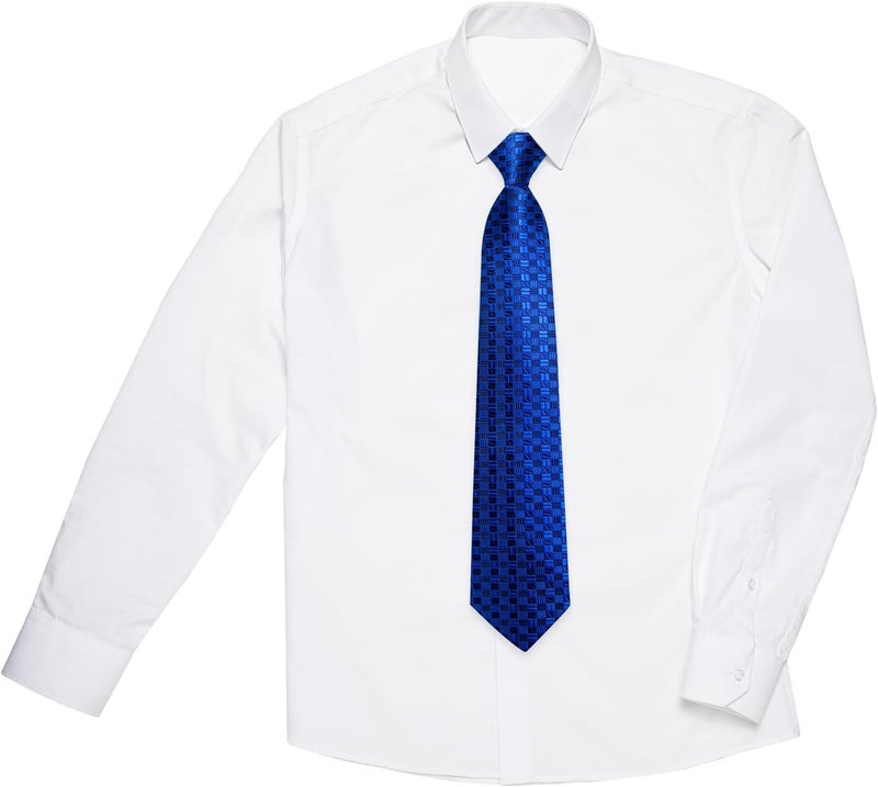 DiBanGu 2PCS Set for Father and Son Tie Silk Mens and Boys Adjustable Necktie & Pocket Square Cufflinks Kids Pre-tied Necktie - Image 3